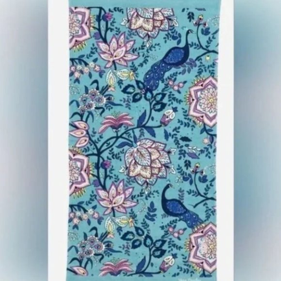 Vera Bradley Beach Towel, Straw Tote & Wallet BUNDLE in Peacock Garden … - Picture 7 of 14
